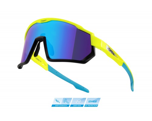 Brýle F DRIFT fluo-černé,modrá kontrast. revo sklo