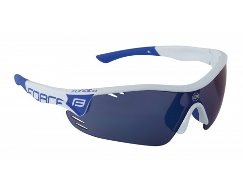 Brýle FORCE RACE PRO bílo-modré, modrá laser skla