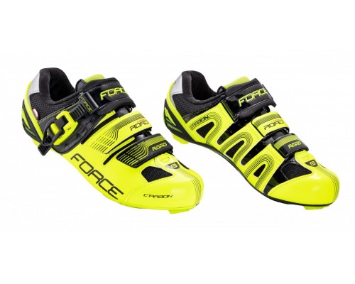 Tretry FORCE ROAD CARBON, fluo-černé 38